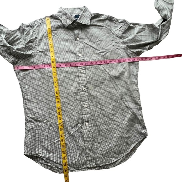 Polo Ralph Lauren REGENT Classic Fit Shirt L/S Mini Check Green Brown Sz L - Picture 7 of 8